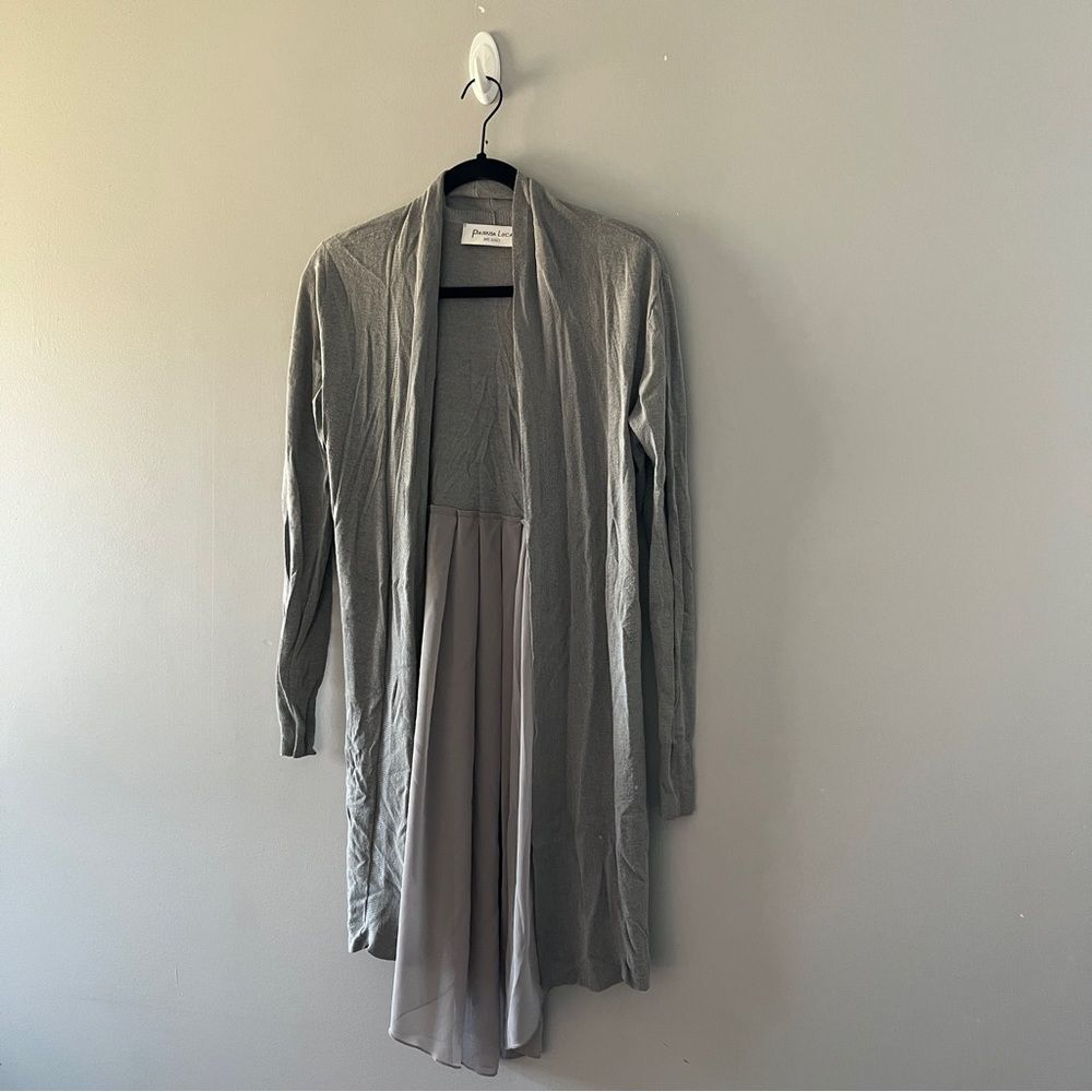 Patrizia Luca Gray Knit Open Front Cardigan Sweater Size XS